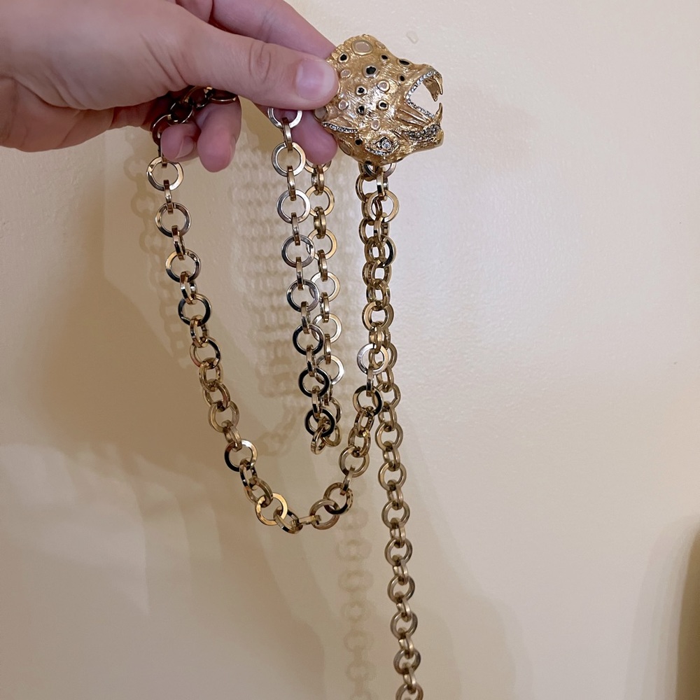 PRE-LOVED gold leopard chain belt